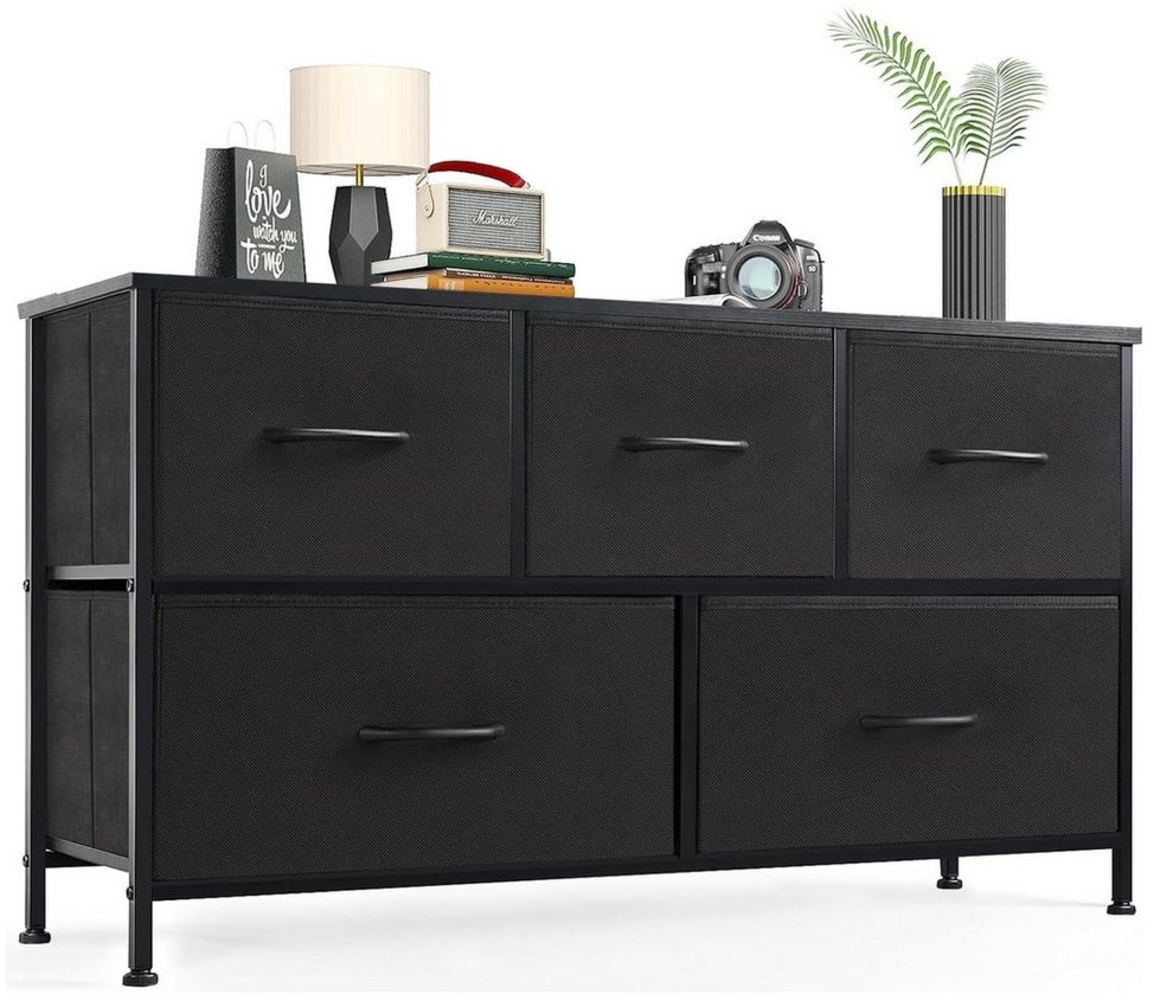 Refined Living Kommode Schubkastenkommode mit 5 Schubladen Stoffkommode stabilem Stahlrahmen (Sideboards mit Holzplatte und leicht zu ziehendem Griff für Schränke, Große Kapazität, Aufbewahrung von Kinder- und Erwachsenenkleidung), wasserdicht Geeignet... Bild 1