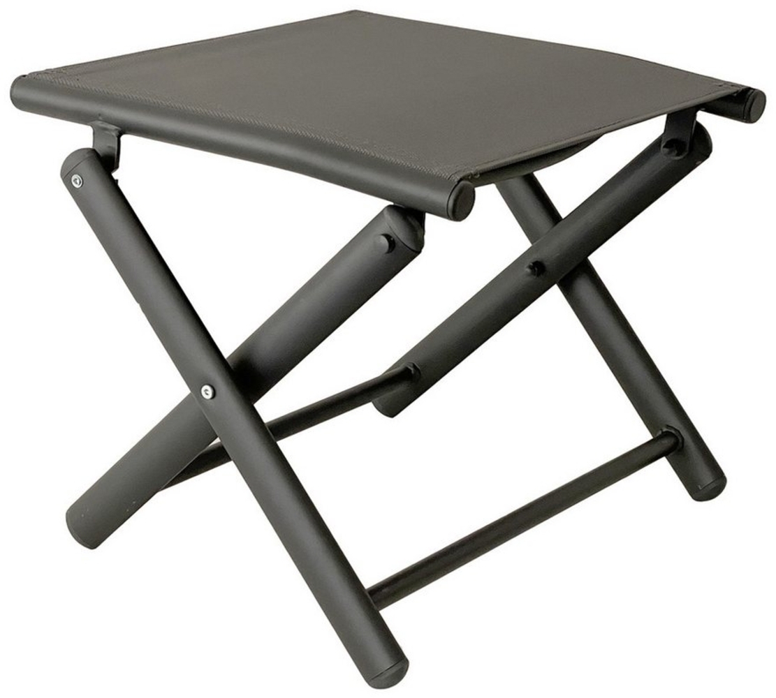 INDA-Exclusiv Armlehnstuhl Garten Klapphocker / Fußhocker Metall - Textilen Anthrazit / Grau Bild 1