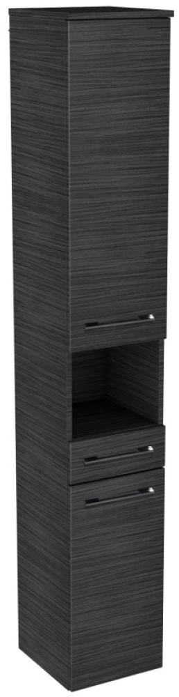 Lanzet Hochschrank mit Nische 30 cm, links, Schwarz Bild 1