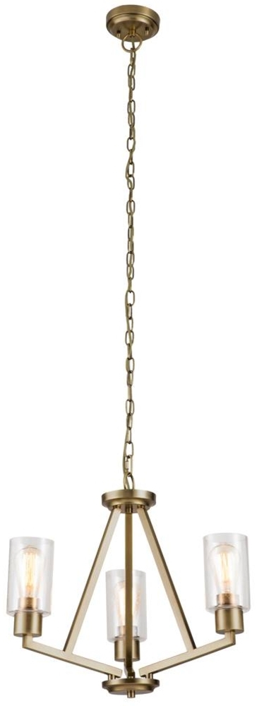 Kichler KL-DERYN3-NBR Kronleuchter Deryn E27 60W Stahl, Glas klar; natürliches Messing L:55. 8cm B:55. 8cm Ø55. 8cm dimmbar höhenverstellbar Bild 1