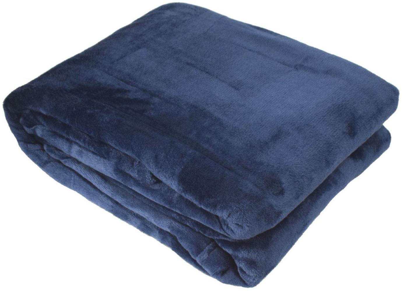 Flanell Kuscheldecke 150x200cm Wohndecke aus 6 Uni Farben Couchdecke Sofadecke blau Bild 1