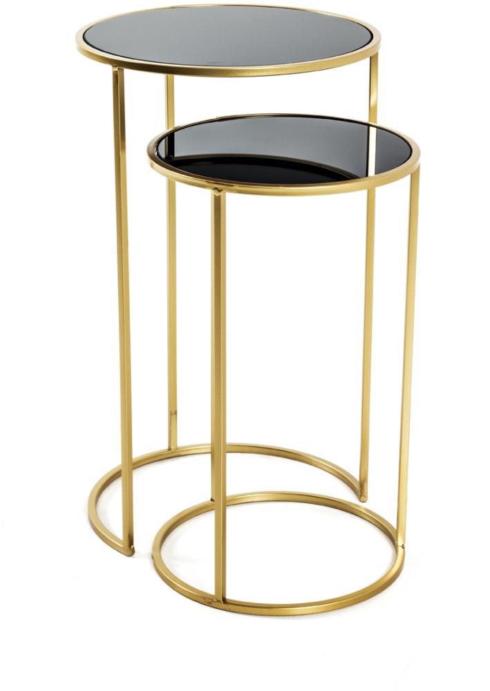 Satztisch >Cardiff 3< in gold-schwarz aus Stahlrohr, SHG 5 mm - 50/60cm (H) Bild 1