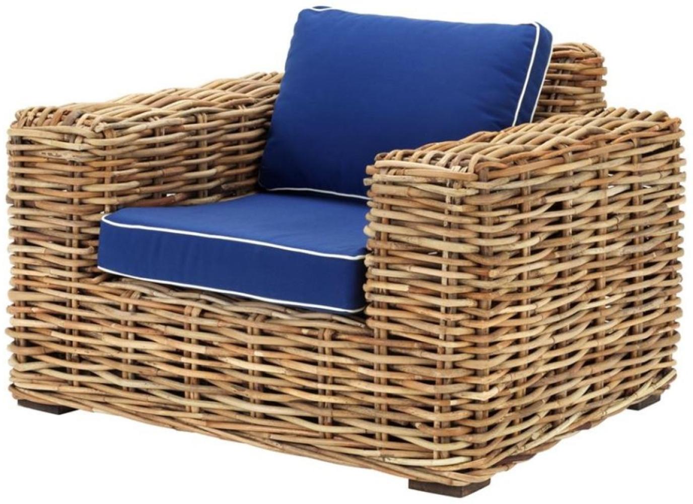 Casa Padrino Designer Rattan Sessel 100 x 88 x H. 69 cm - Luxus Wohnzimmer Möbel Bild 1