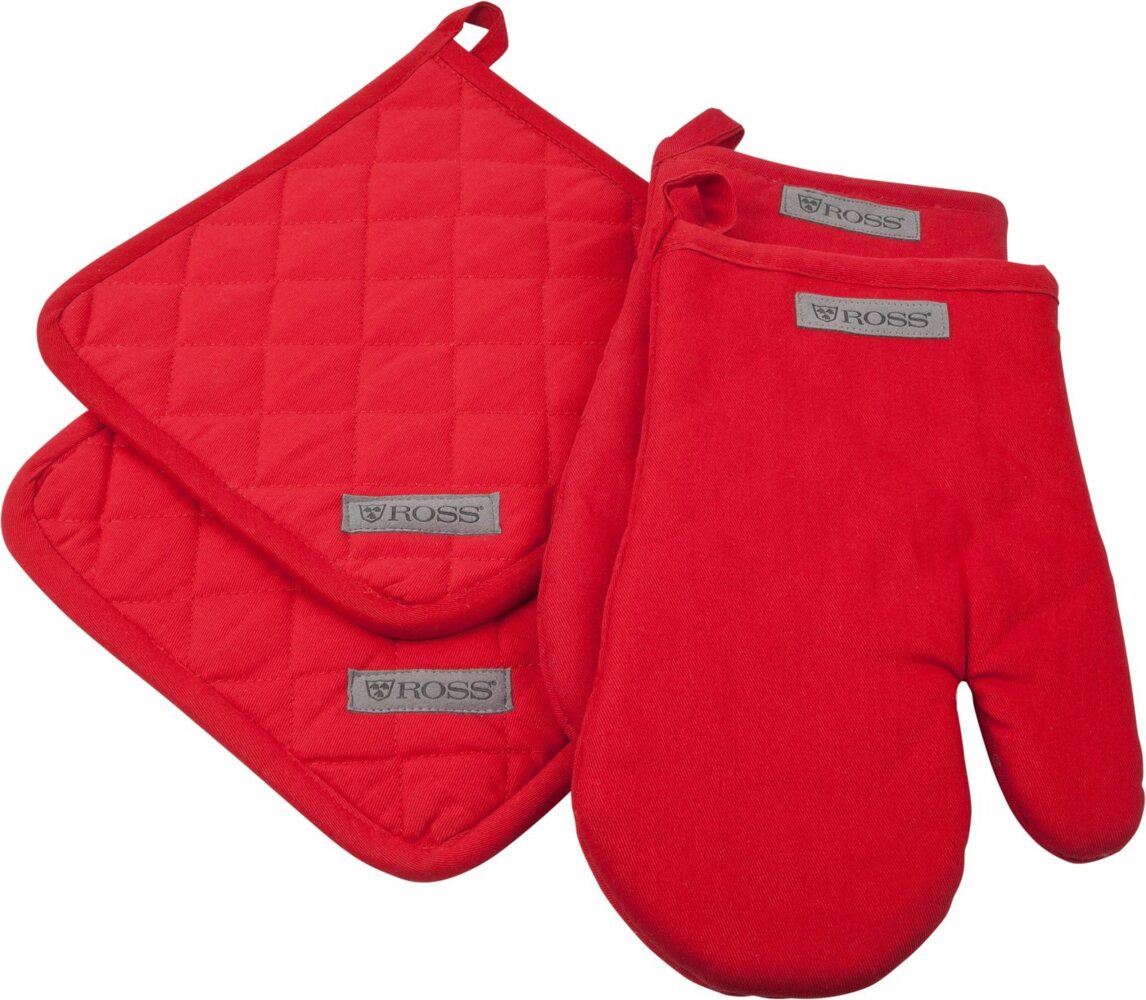 ROSS Topflappen Exclusiv, (Set, 4-tlg), 2x Topflappen und 2x Grillhandschuh, 100% Baumwolle Bild 1