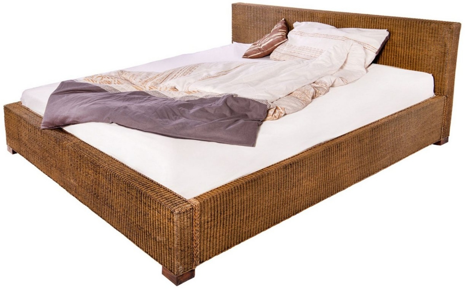 SAM® Massivholzbett Ariana, Doppelbett aus geflochtenem Loom, sehr robust, Handfertigung Bild 1