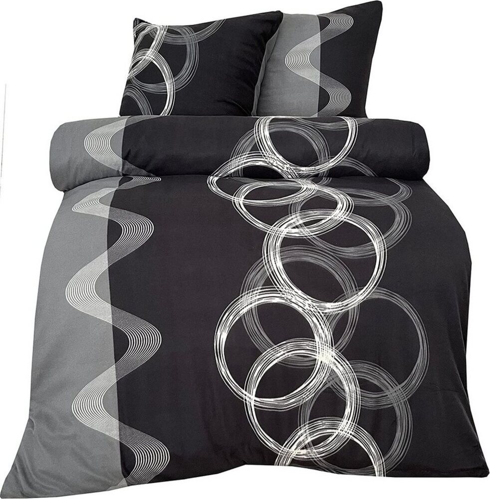 One Home Bettwäsche Winter Fleece, Fleece, 2 teilig, modern und Kreise, kuschelig flauschig warm weich Winter Normalgröße Bild 1