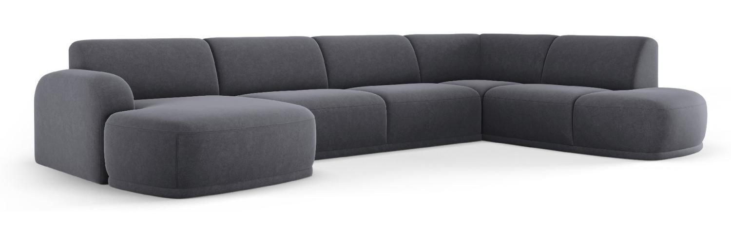 Micadoni Panorama Ecksofa Erin 5-Sitzer Rechts Samtstoff Dunkelgrau Bild 1