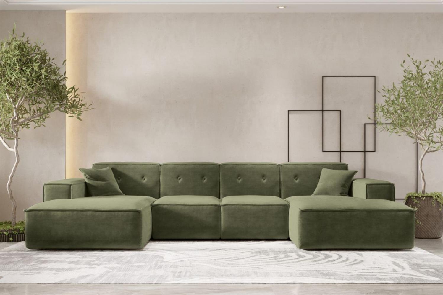 Wohnlandschaft Sofa U-Form CESINA in Stoff Perfect Harmony Waldgrün Bild 1