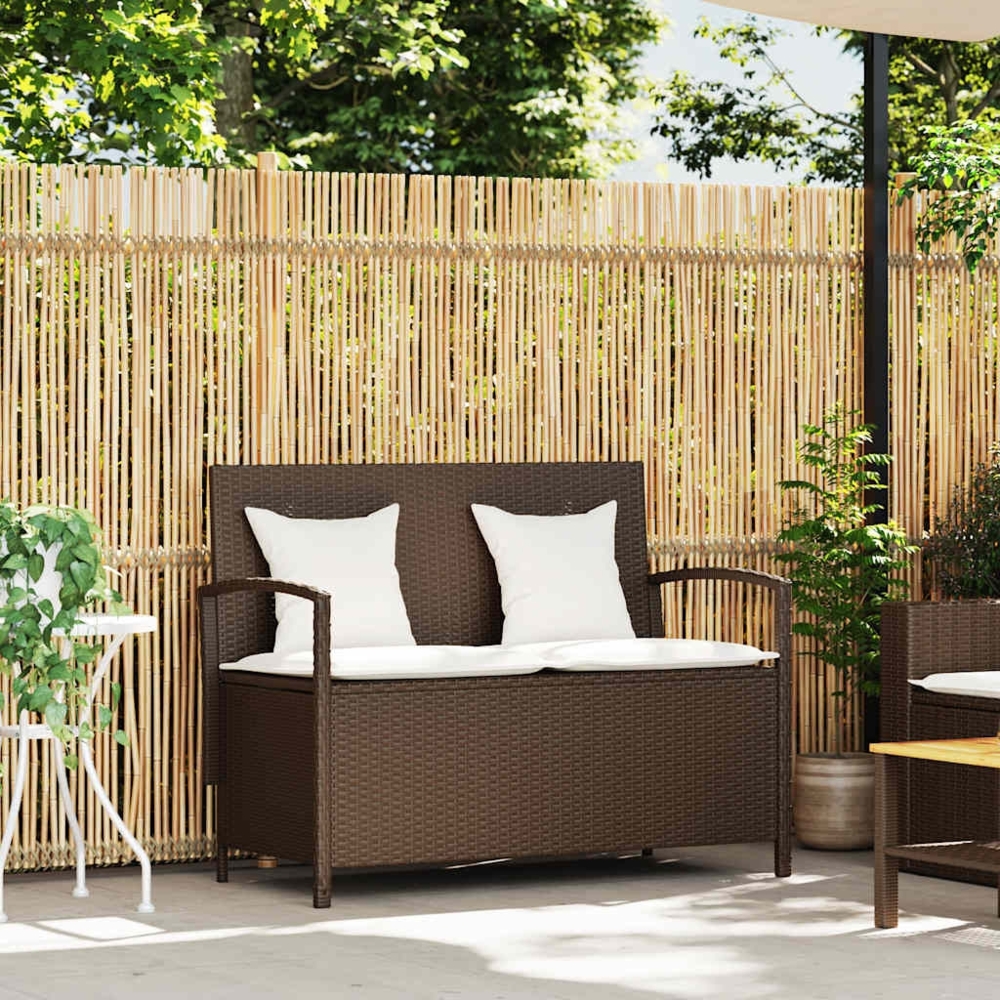 vidaXL Gartenbank mit Stauraum und Kissen Braun Poly Rattan 4104212 Bild 1