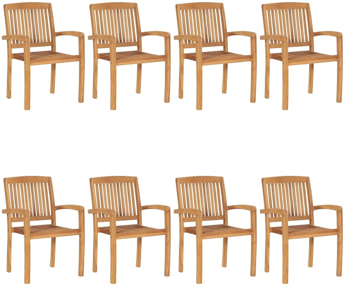 vidaXL Stapelbare Gartenstühle mit Kissen 8 Stk. Massivholz Teak 3073247 Bild 1