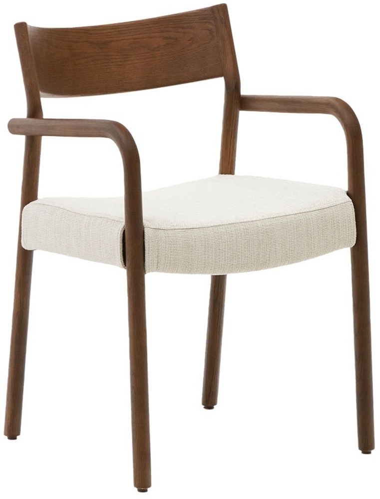 Armlehnenstuhl Falconera, Echtholz, Holz, Polyester, Stoff, Beige, Braun, Holzfarben, 53 x 79 x 56 cm Bild 1