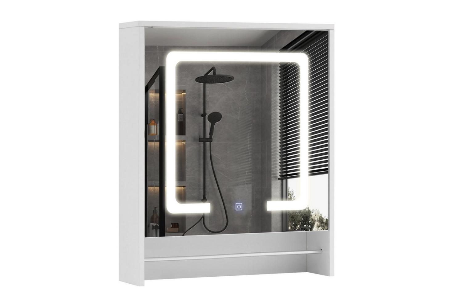 CLIPOP Badezimmerspiegelschrank Badeschrank mit LED Wandspiegel mit Touchschalter, verstellbaren Regalen & Handtuchhalter Bild 1