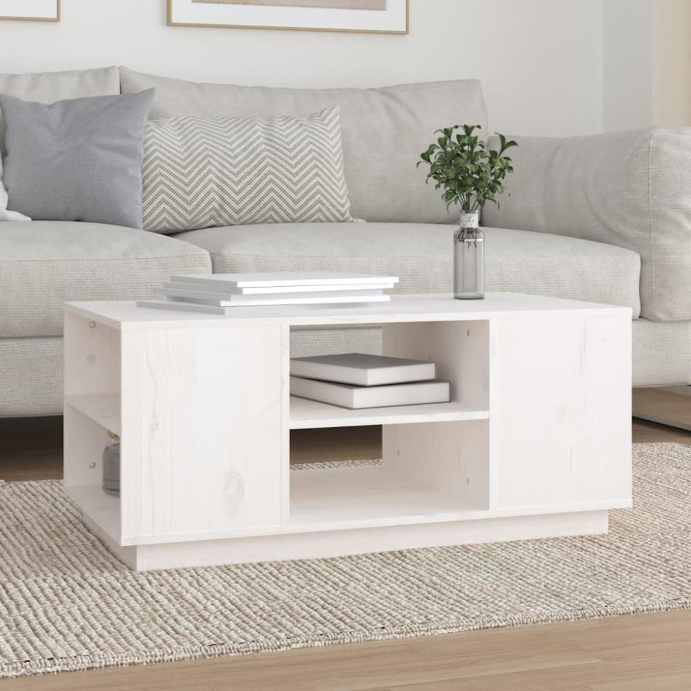 vidaXL Couchtisch Weiß 90x49x40,5 cm Massivholz Kiefer 814400 Bild 1