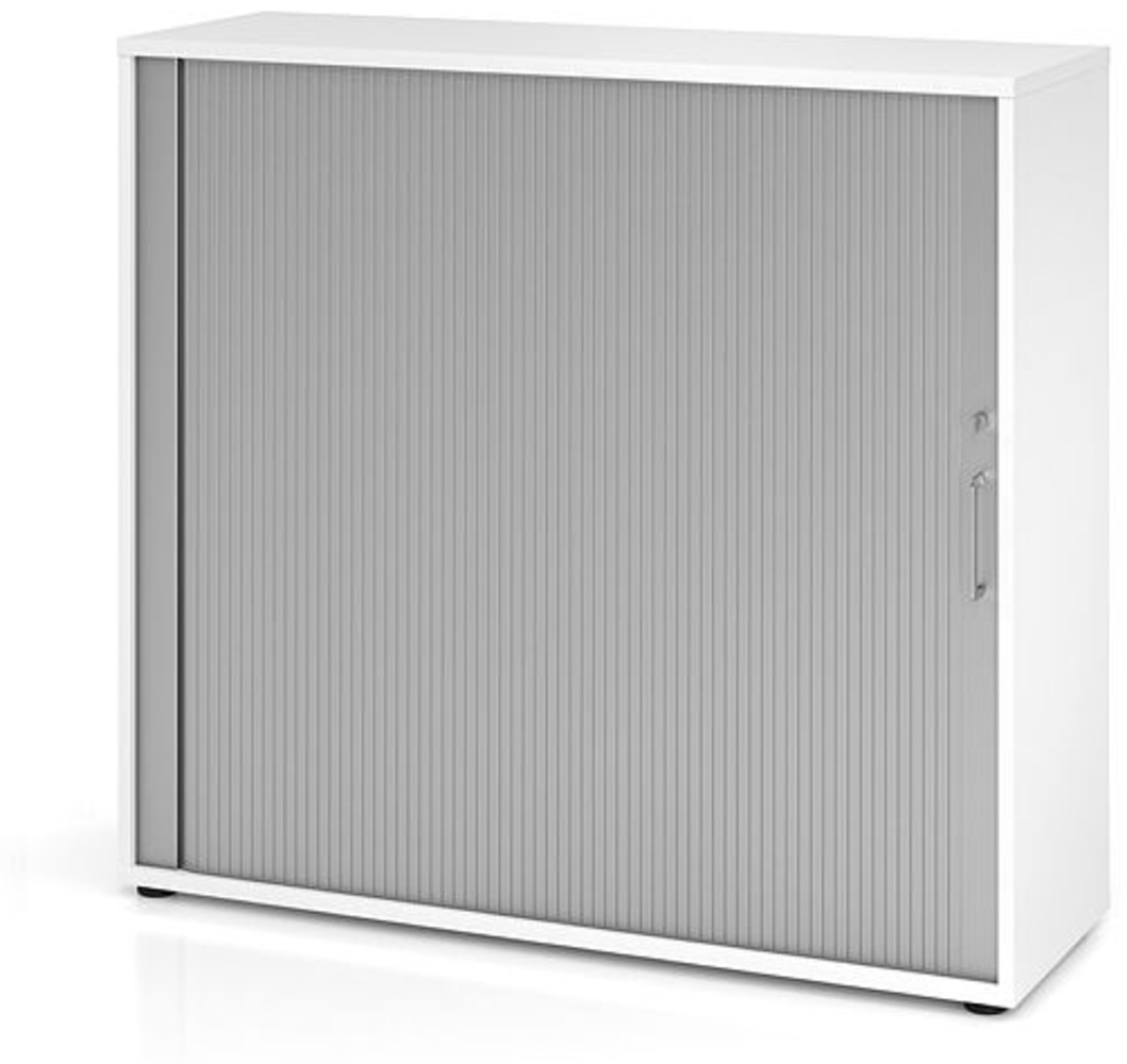 Rollladenschrank 3OH BxTxH 120 x 40 x 110 cm Griff BS Weiß/Silbe Bild 1