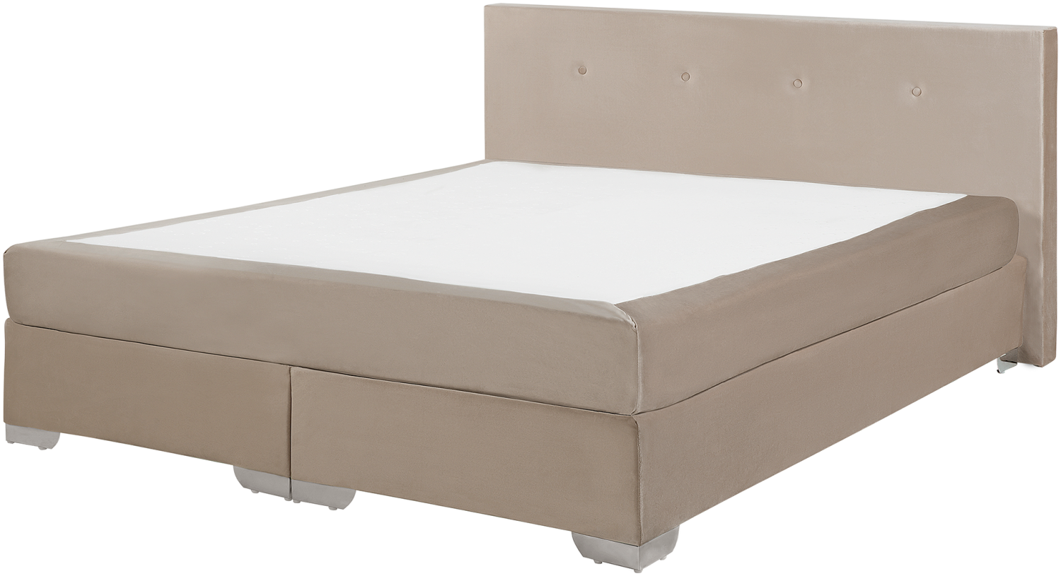 Beliani 'Consul' Boxspringbett mit Matratze, Samtstoff beige, 160 x 200 cm Bild 1