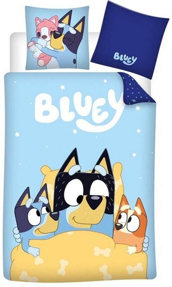 Bluey Bettwäsche Bluey und Bingo Kinder Bettwäsche 2tlg. Set, Deckenbezug 135-140x200 Kissenbezug 65x65 100% Baumwolle Bild 1