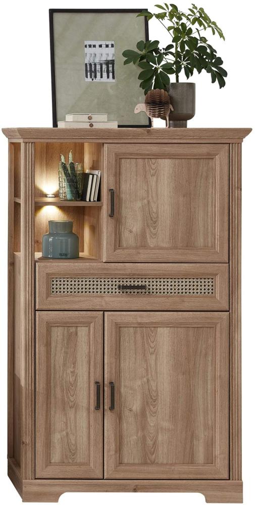 Highboard Stauraumelement VIENNA - Eiche und Wiener Geflecht Bild 1