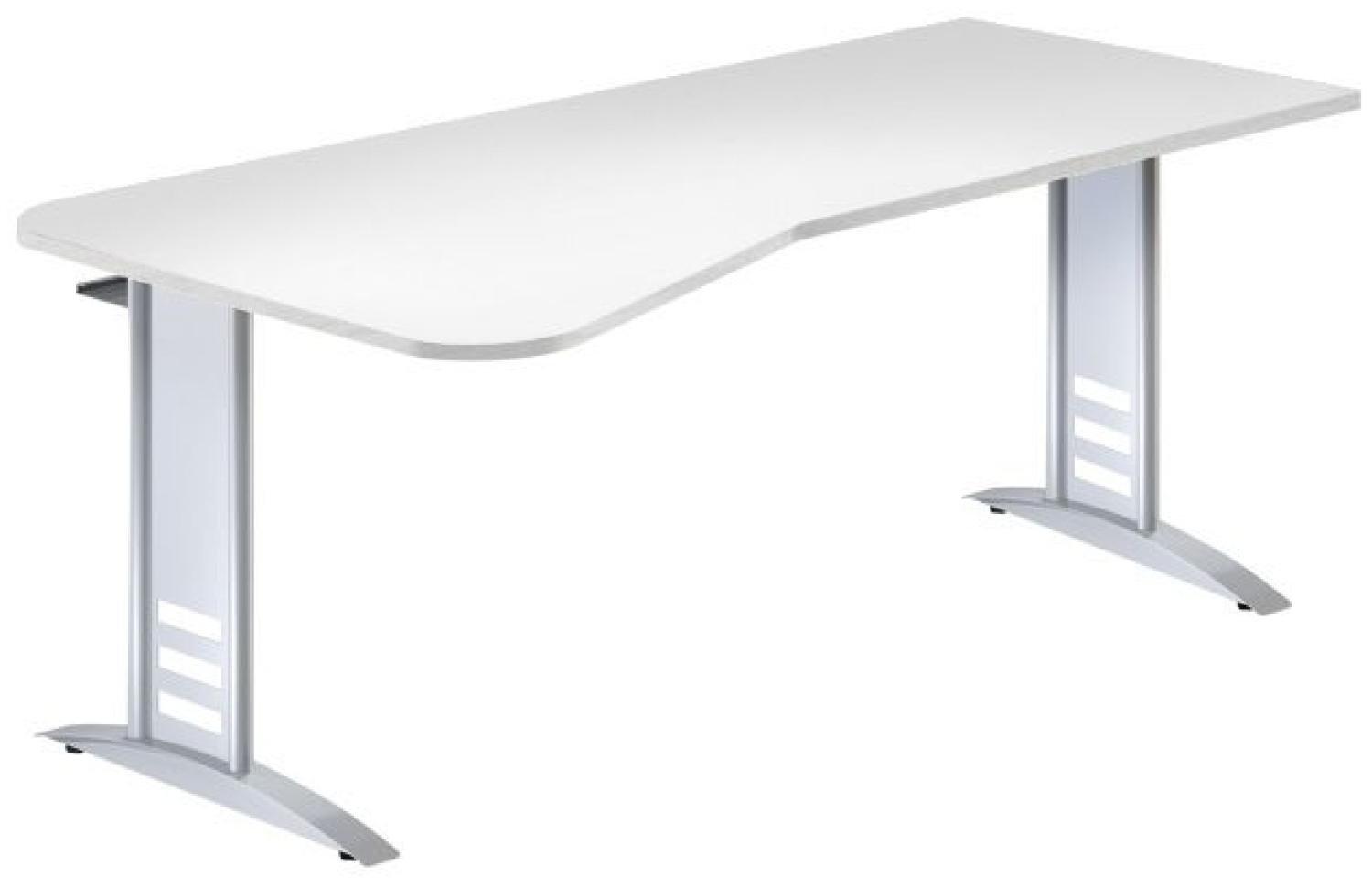 Schreibtisch Tec-Art, 195x100/80x68-82cm, C-Fuß Gestell, Lichtgrau Bild 1