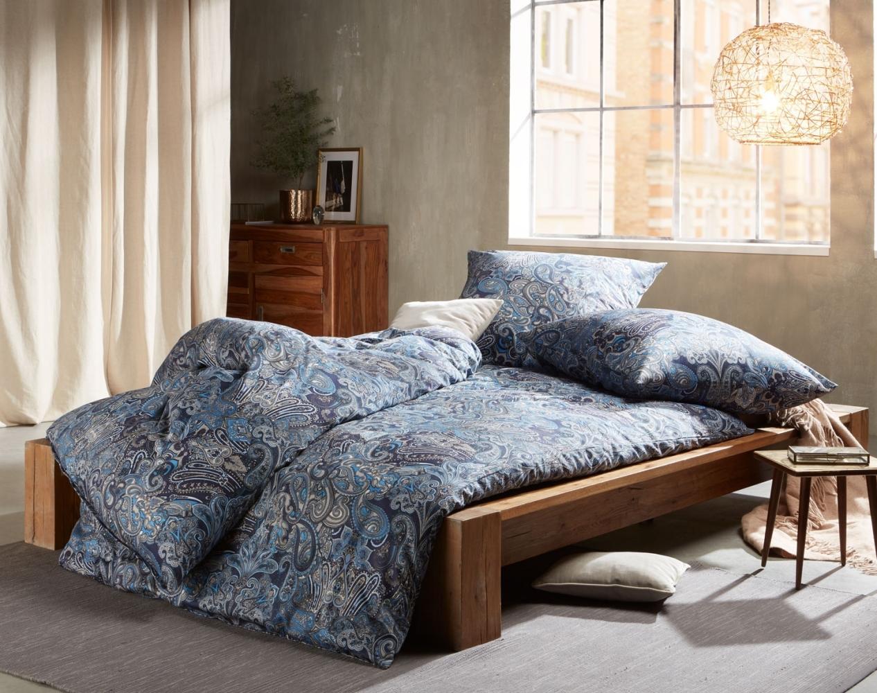 Mako Satin Paisley Kissenbezug orientalisch blau 80x80 Bild 1