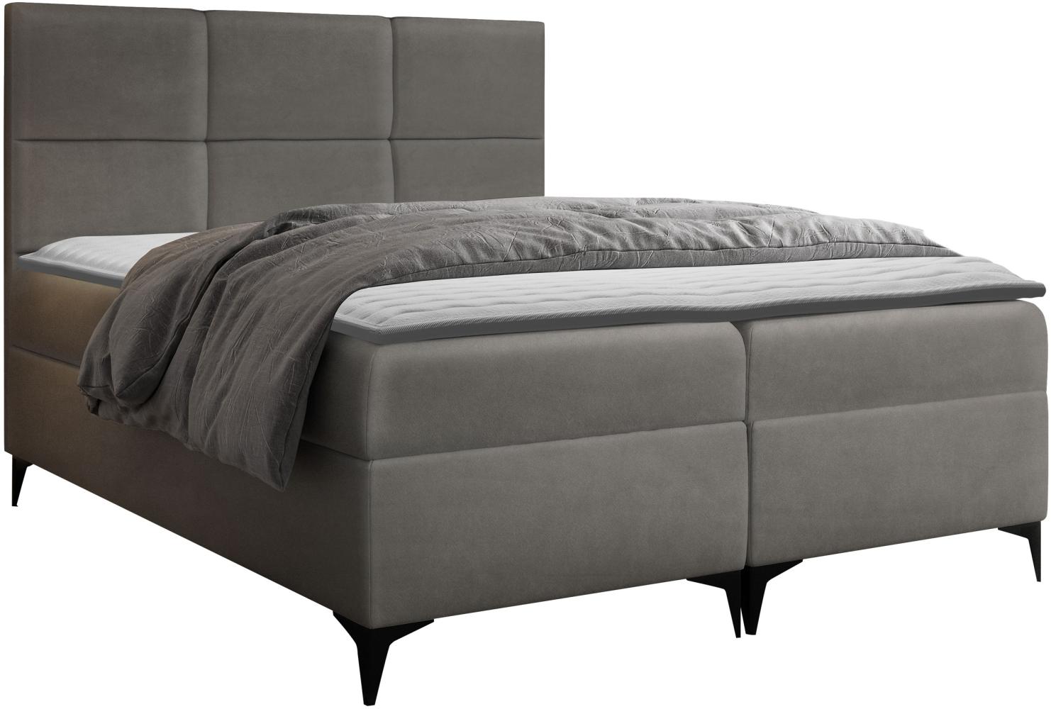 Boxspringbett Fava, Grau, 200 x 200 cm Bild 1