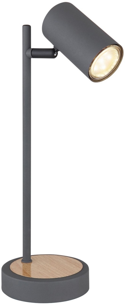Tischleuchte, beweglicher Spot, Holzoptik, graphit, H 35 cm Bild 1