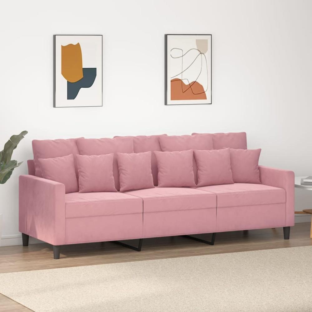 vidaXL 3-Sitzer-Sofa Rosa 180 cm Samt Bild 1