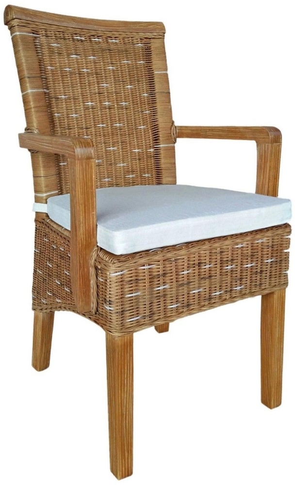 Esszimmer Stuhl mit Armlehnen Rattanstuhl capuccino Perth Korbstuhl Rattan Se... Bild 1