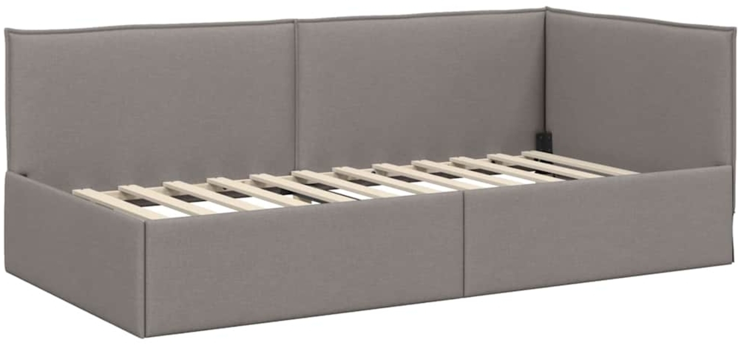 vidaXL Eckbettgestell mit Kopfteil Taupe 100 cm x 200 cm Stoff 42016476 Bild 1