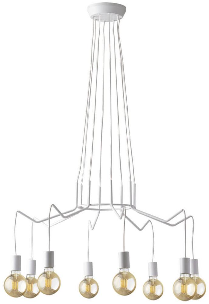 8 flammiger LED Kronleuchter Ø 85cm Weiß - minimalistisch moderne Spinnenleuchte Bild 1