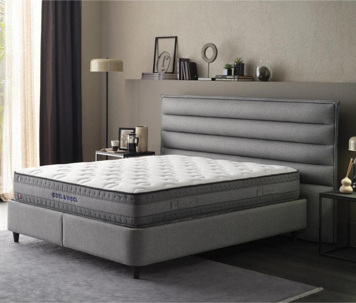 Pointhome Boxspringbett Set, Yatas Bedding Cool & Wool, Schlafzimmerbett, H3 (Mittelfest) (5-Zonen-Matratze, doppelseitige Matratze), Taschenfederkern, Matratzenhöhe: 28 cm Bild 1
