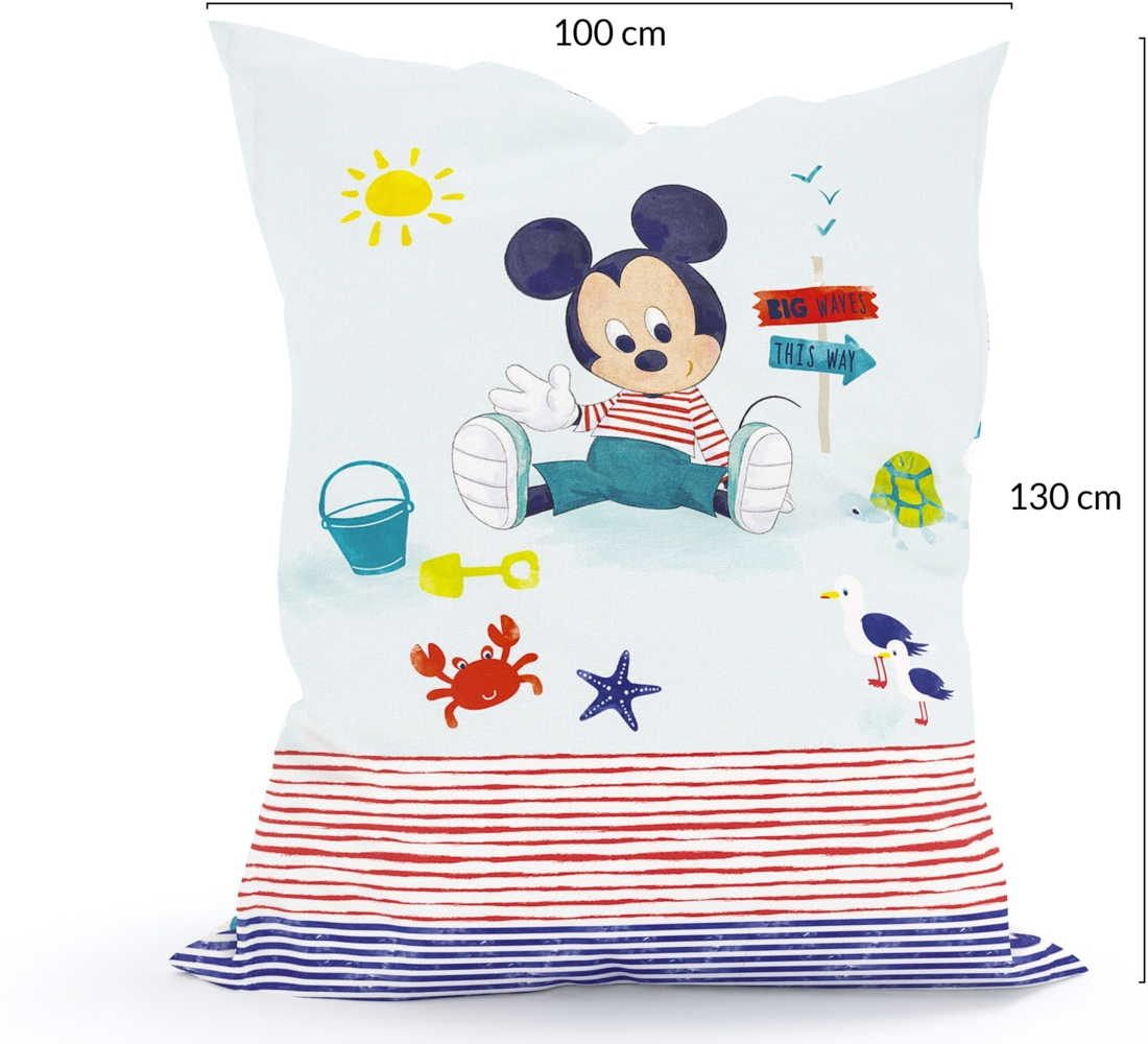 Green Bean® Kinder Sitzsack Mickey Mouse 100x135cm mit 270 Liter hochwertiger EPS Perlen Füllung und waschbarem Motiv Wechsel-Bezug aus 100% Baumwoll Bild 1