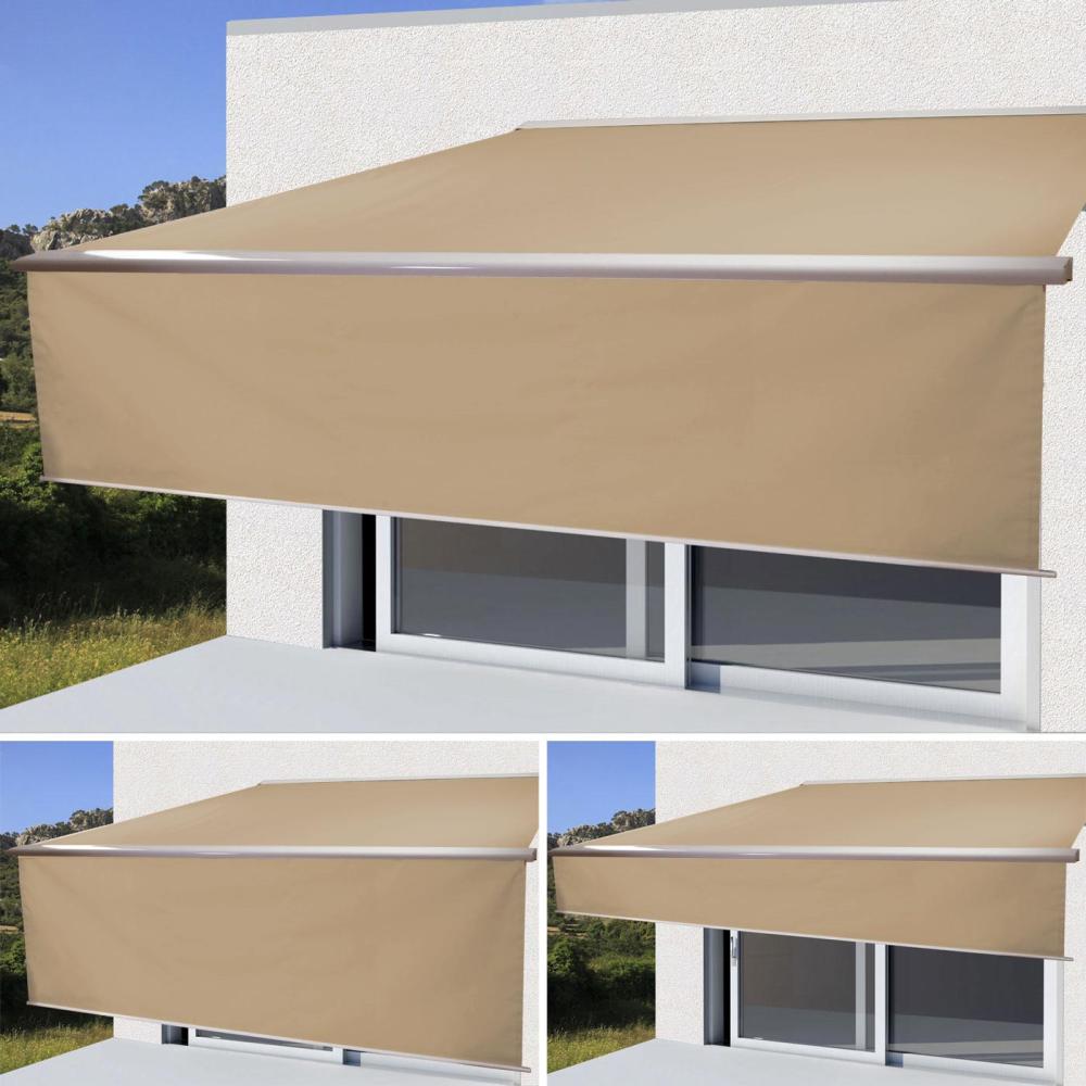 Elektrische Vollkassetten-Markise T124, 4,5x3m ausfahrbarer Volant ~ Polyester Creme Bild 1