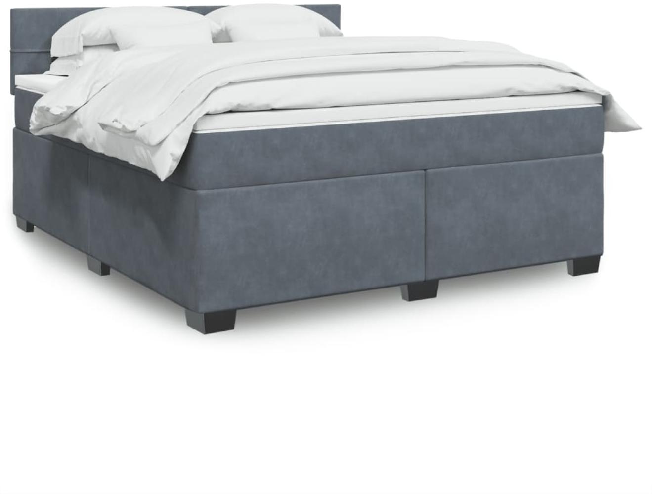 vidaXL Boxspringbett mit Matratze Dunkelgrau 180x200 cm Samt 3288679 Bild 1