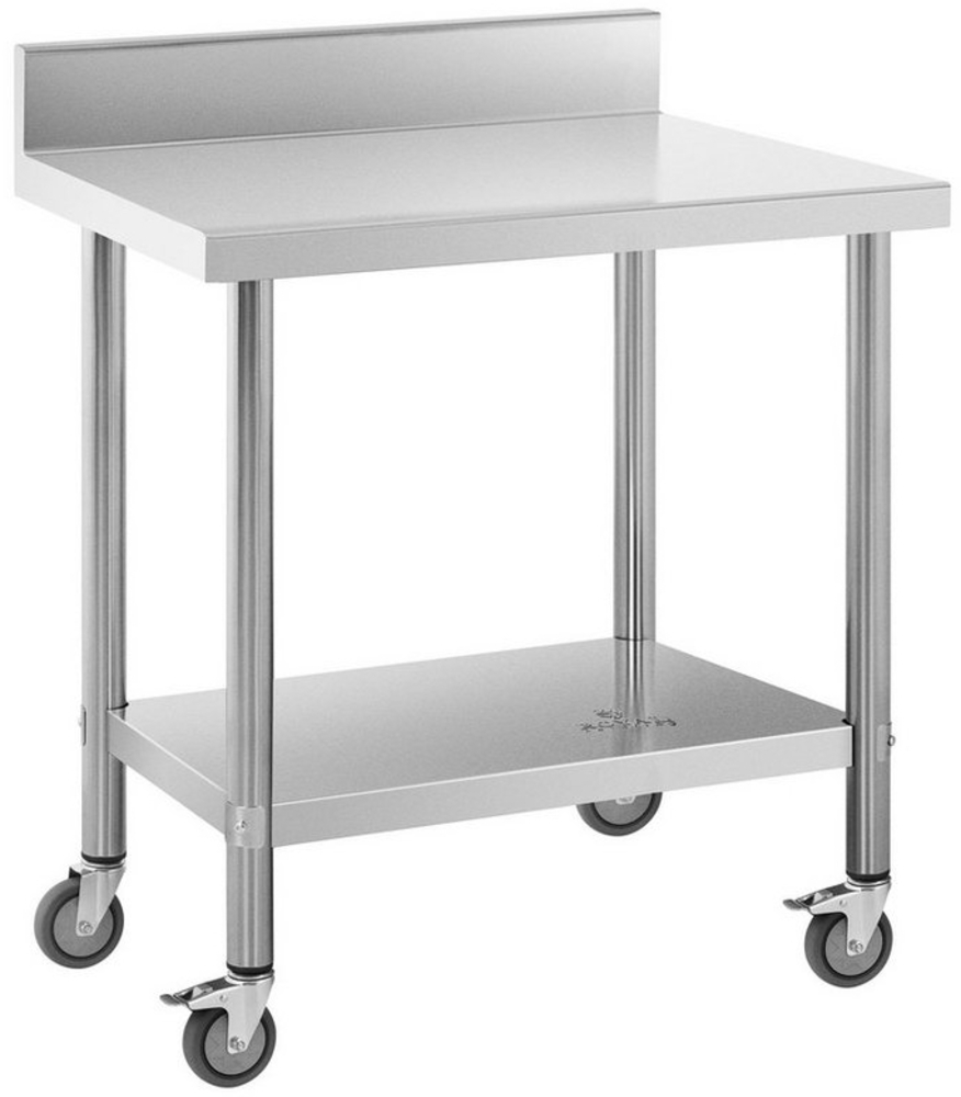 Royal Catering Arbeitstisch 60 x 80 cm Rollbarer Edelstahltisch Aufkantung Gastrotisch 135 kg Bild 1