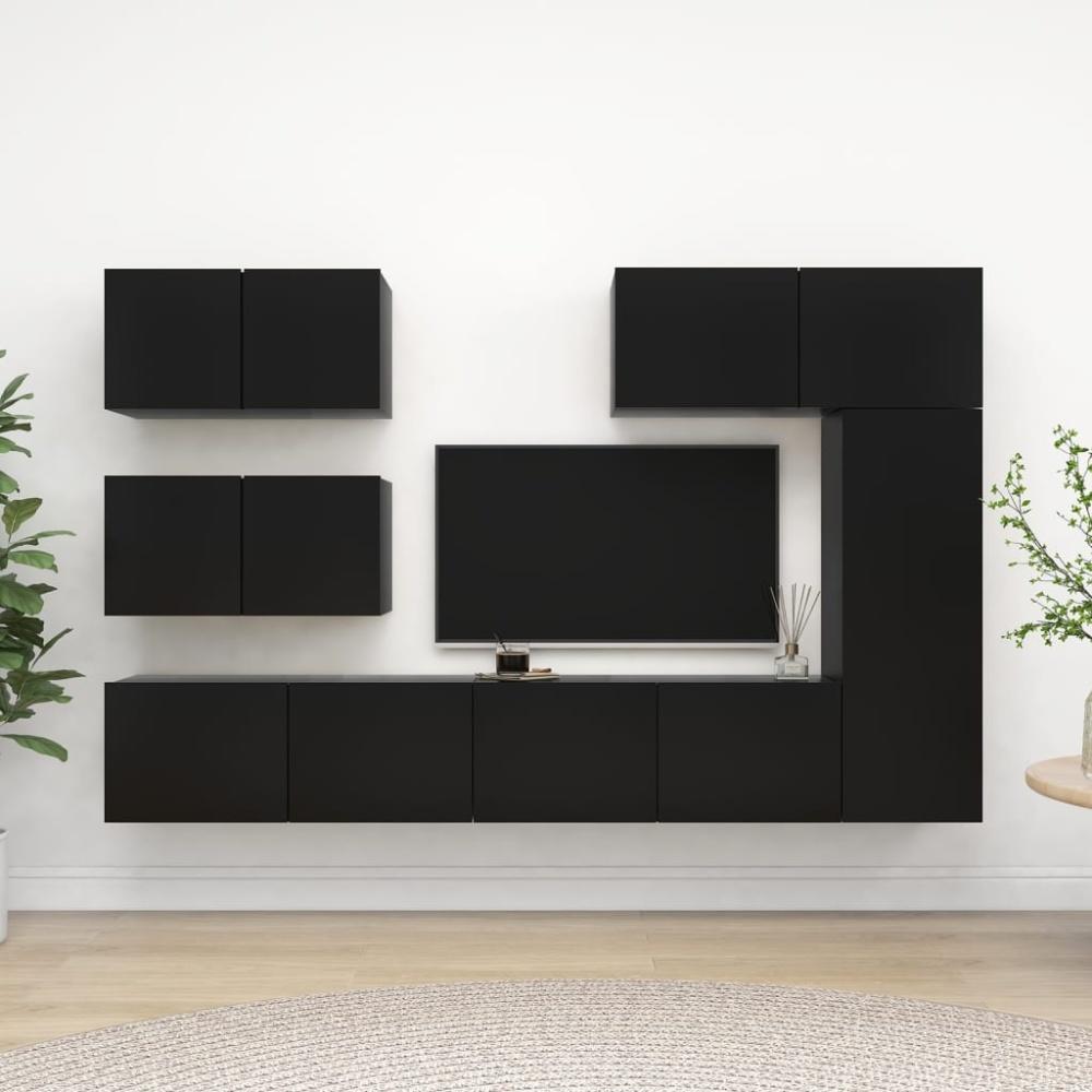 vidaXL 6-tlg. TV-Schrank-Set Schwarz Holzwerkstoff Bild 1