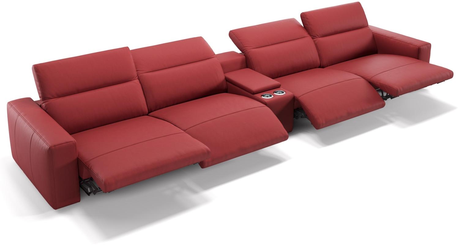 Sofanella Ledercouch LENOLA Kinosofa Homecinema Kinositz in Rot XXL: 458 Breite x 109 Tiefe Bild 1