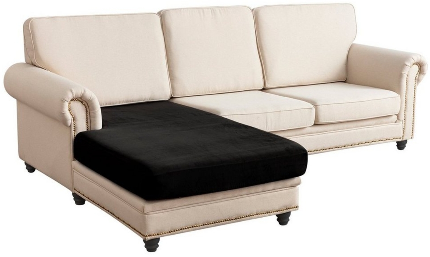 Rosnek Sofahusse Sofa Sitzbezug,Samt Sitzkissenbezug, Stretch,Schonbezug, Stretch Elastic Chaise Loung Sofahusse Bild 1