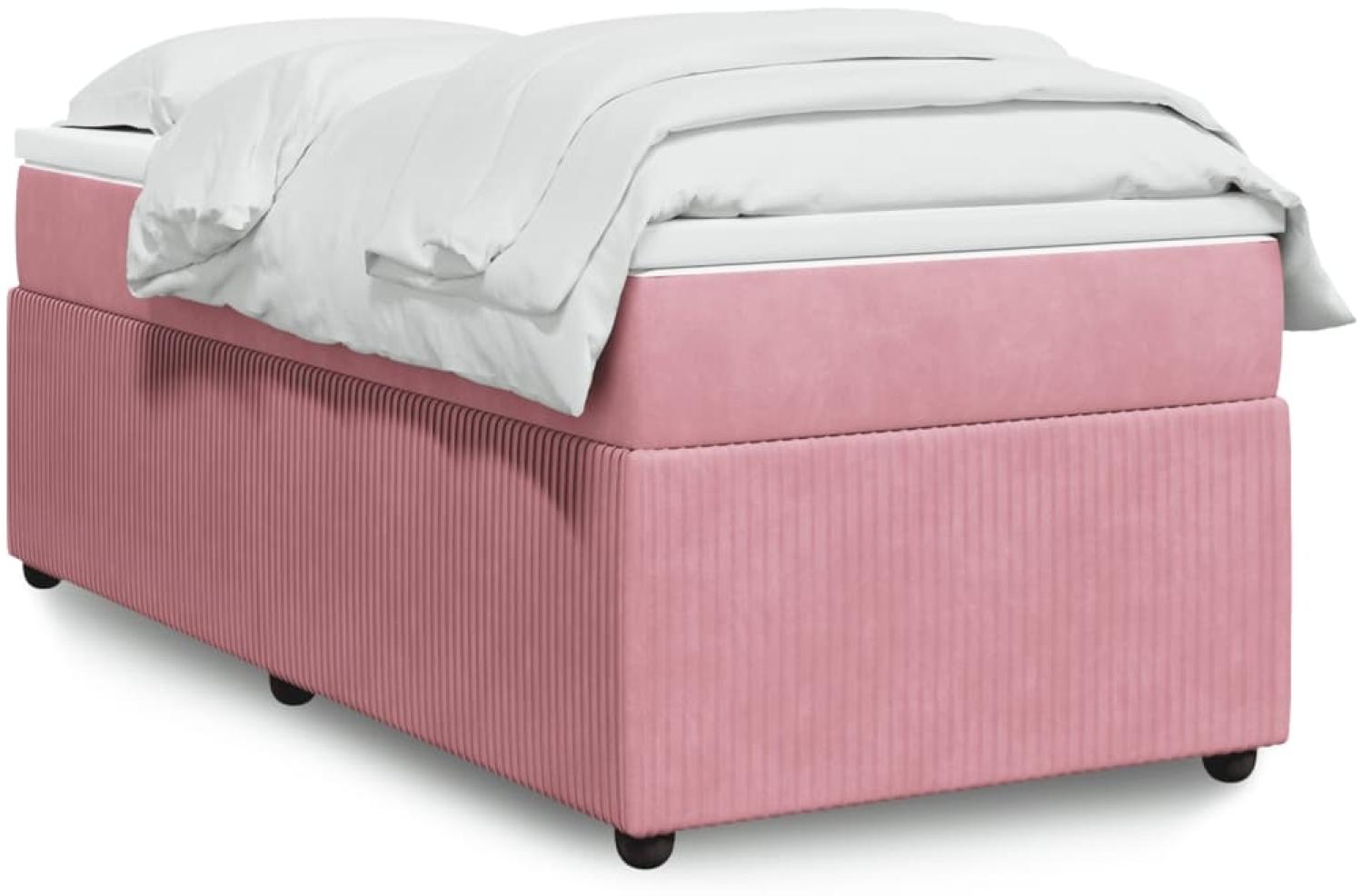 vidaXL Boxspringbett mit Matratze Rosa 90x200 cm Samt 3285619 Bild 1