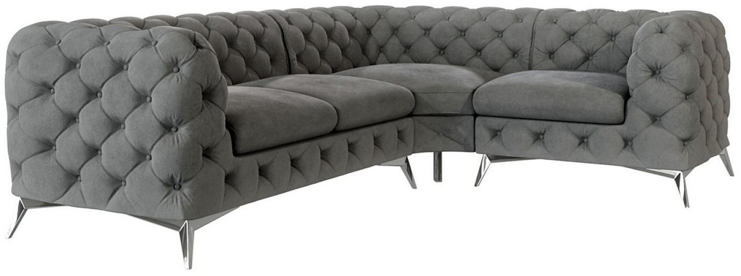 S-Style Möbel Ecksofa Chesterfield Kalina mit Silber Metall Füßen, mit Wellenfederung Bild 1