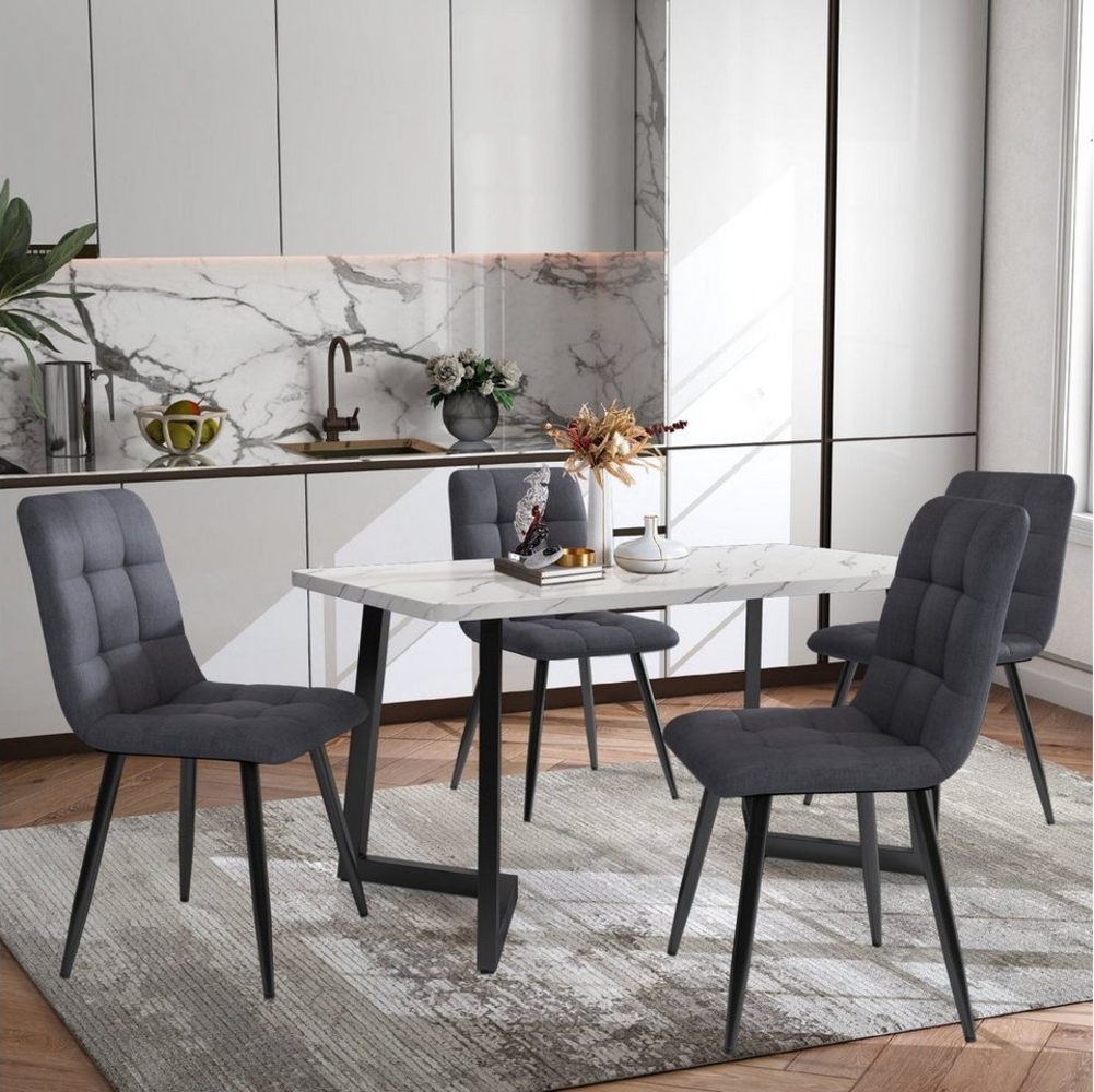 SEEZSSA Küchenstuhl Esszimmerstuhl(4 St),Polsterstuhl aus Samt Gestell für Esszimmer, Design Loungesessel Stuhl mit Rückenlehne,Sitzfläche aus Metall Bild 1