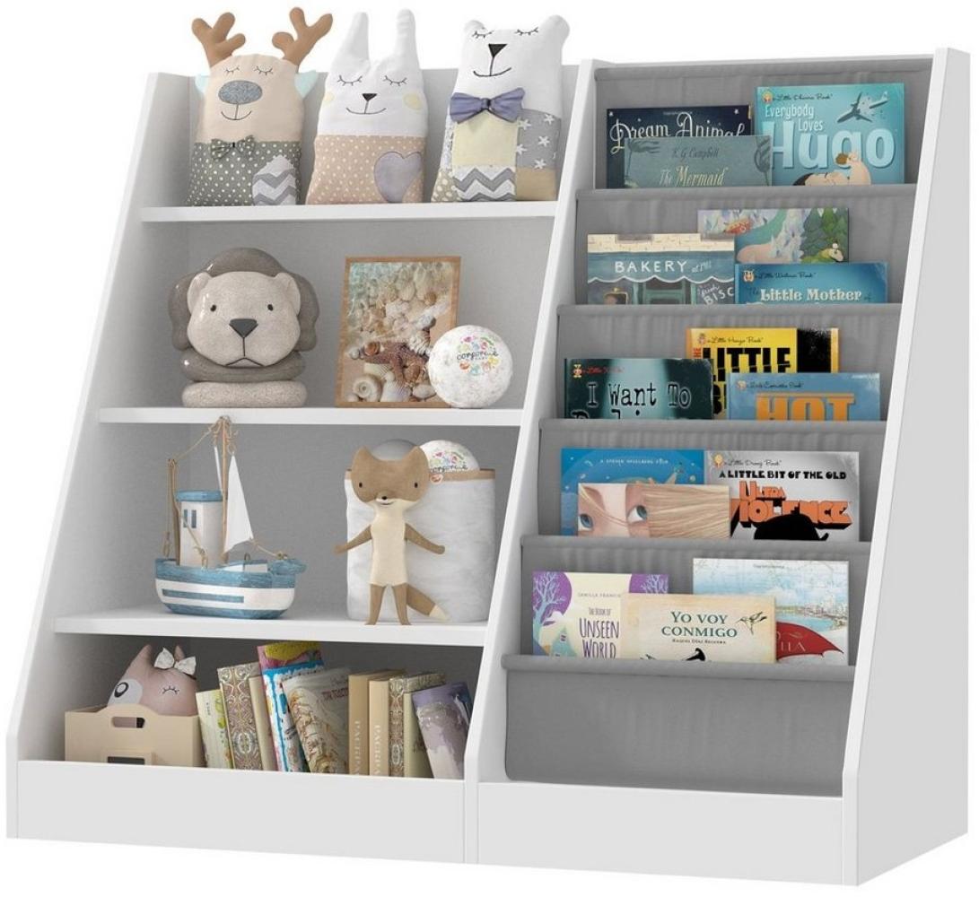 radelldar Bücherregal Kinderregal Spielzeugablage mit 5 Ablage und 4 offenen Fächern, für Kinderzimmer Bild 1