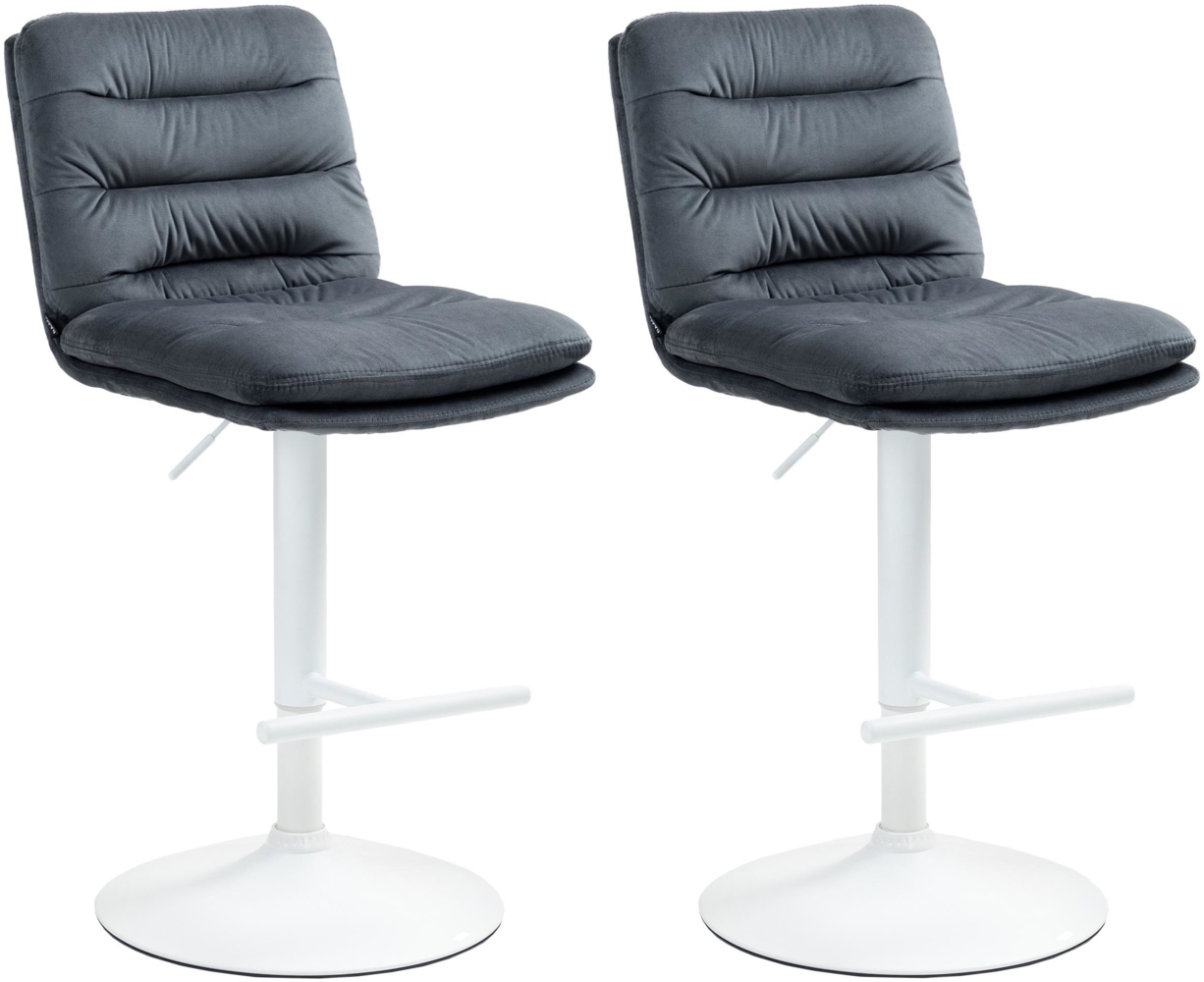 DELUKE® Barhocker 2er Set TURIN - Dunkelgrau, Samt, Weiß Barhocker mit Lehne Barstuhl Tresenhocker Tresenstuhl Kneipenhocker Kneipenstuhl Bild 1