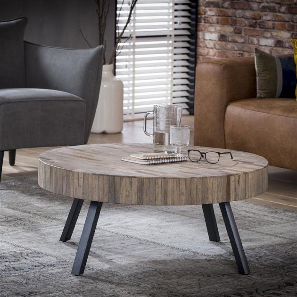 Ashley Couchtisch Industrial Teakholz Ø90 Bild 1