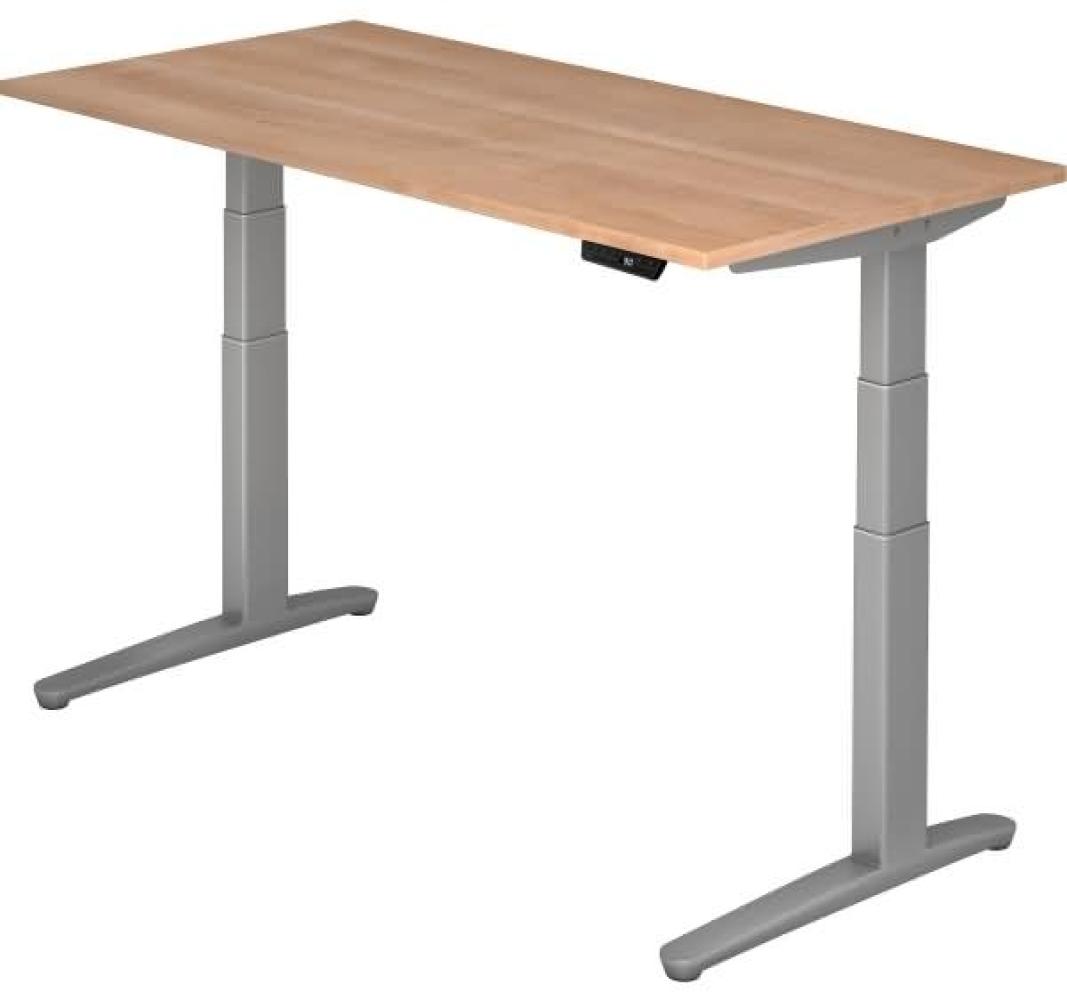 'XBHM16' Sitz-Steh-Schreibtisch elektrisch 160x80 cm Nussbaum Silber Bild 1