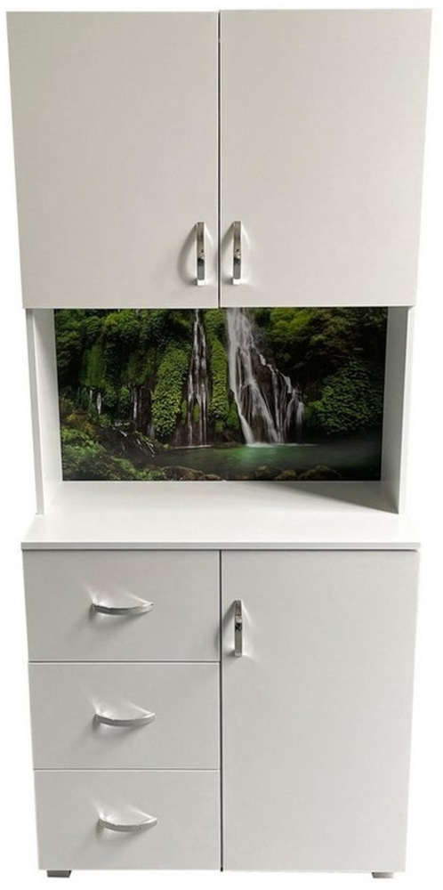 HTI-Living Mehrzweckschrank Schrank mit bedruckter Rückwand Wasserfall (Stück, 1-St, 1 Schrank) Highboard 6 Regalfächer 3 Schubladen Bild 1