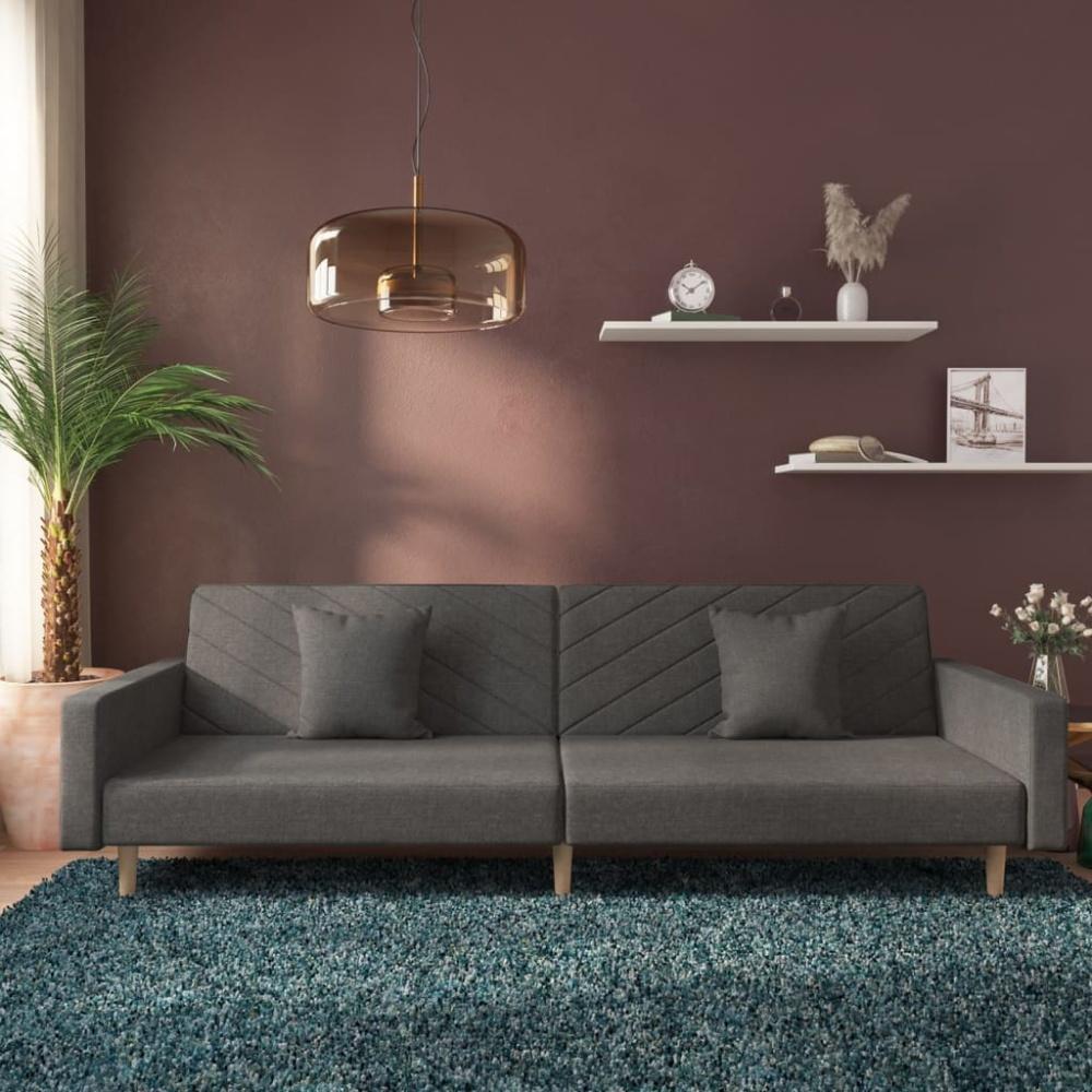 vidaXL Schlafsofa 2-Sitzer mit 2 Kissen Dunkelgrau Stoff 375900 Bild 1