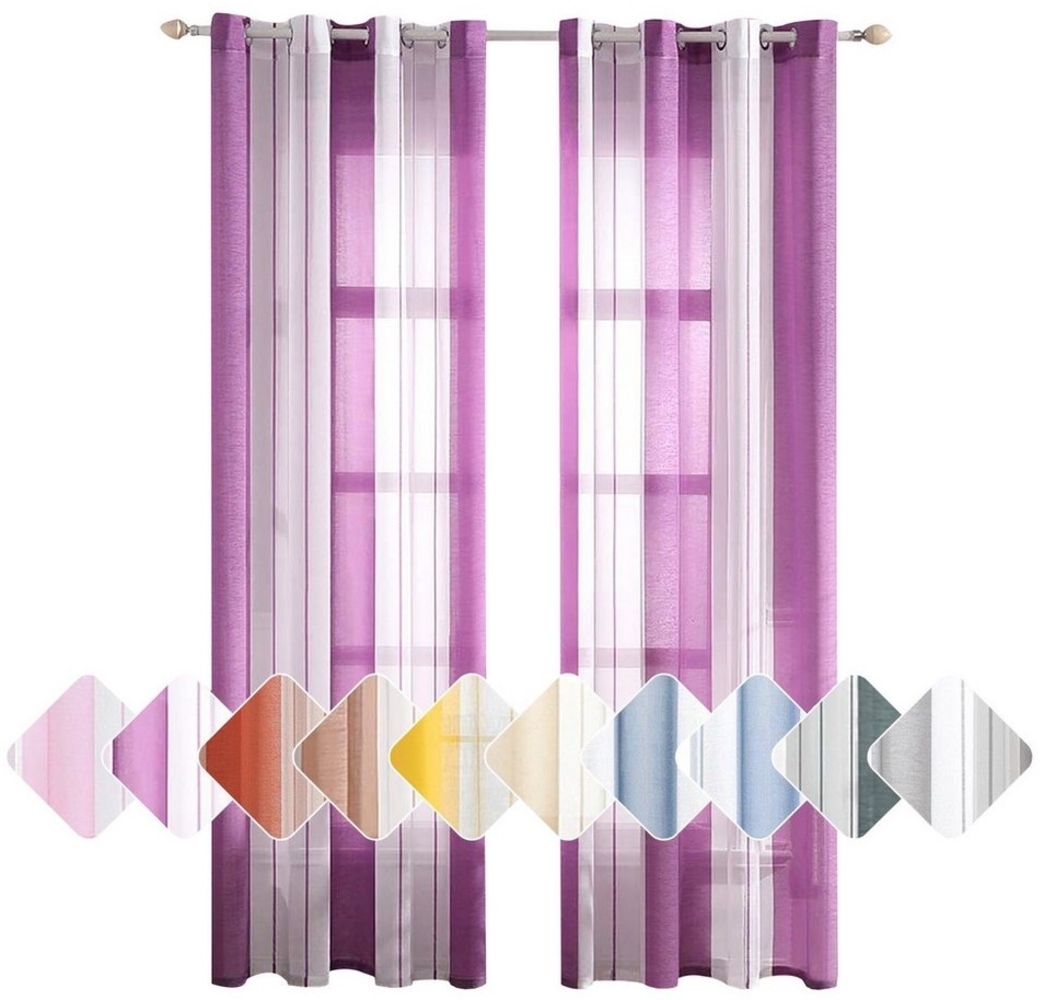 BYSURE Vorhang, Ösen (2 St), halbtransparent, Voile, Streifen Gardine Bild 1