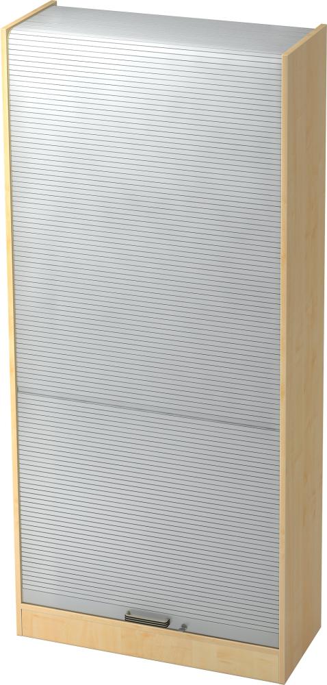 bümö Rollladenschrank 5 OH abschließbar in Ahorn/Silber mit Streifengriff, SET90-3-S-SG Bild 1