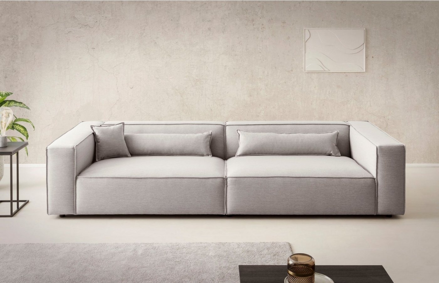 LeGer Home by Lena Gercke 3-Sitzer PIARA, XXL Sofa mit Kedernaht, Big-Sofa in Cord oder Leinenoptik, schwarze Füße, bequemer Sitzkomfort, extra tiefe Sitzfläche Bild 1