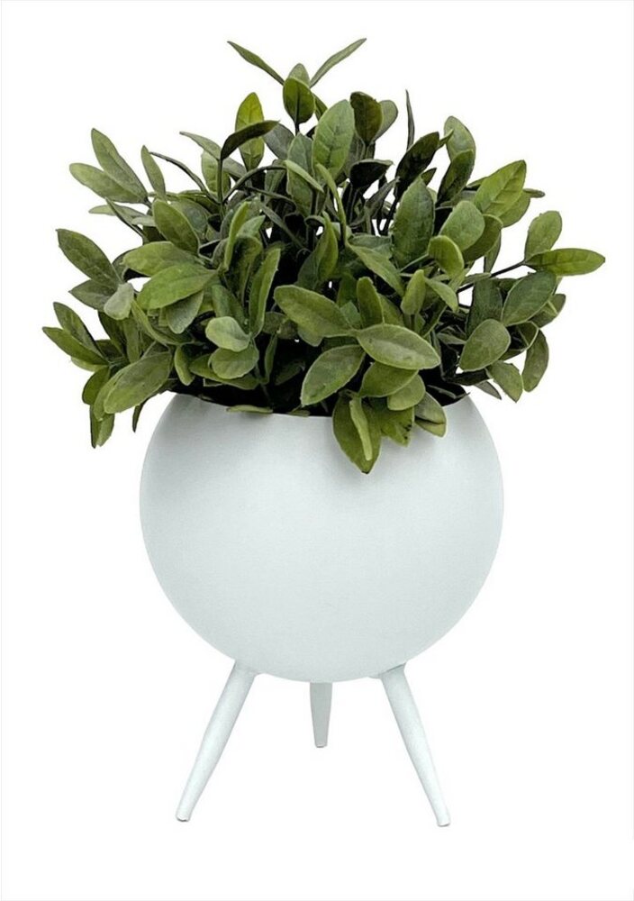 DanDiBo Blumenhocker Metall mit Topf Weiß 19 cm Blumenständer 96259 S Blumensäule Modern Pflanzenständer Pflanzenhocker Bild 1
